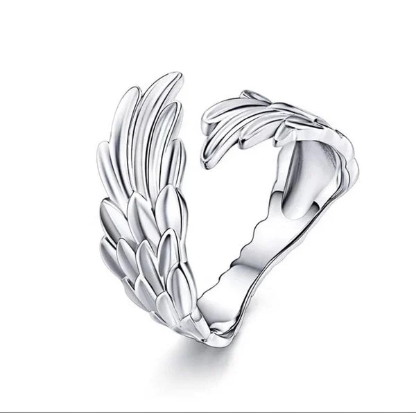 Feathers Adjustable Sterling Silver Ring Elegant