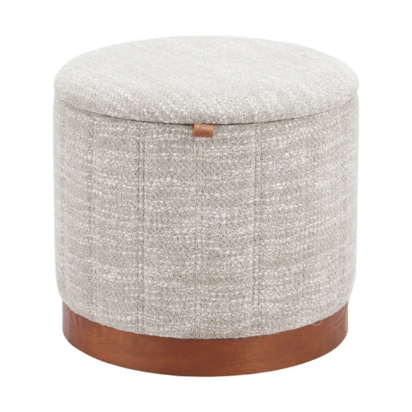 Fije Storage Ottoman | Gray Fabric Upholstery & Functional Architectural Form