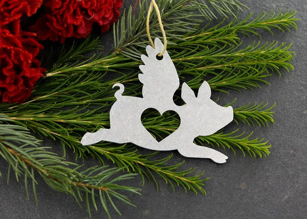 Flying Pig Metal Ornament *