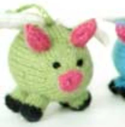 Flying Pig Ornament Handknit in Peru