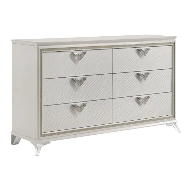 Glam 6-Drawer Dresser with Jewelry Tray