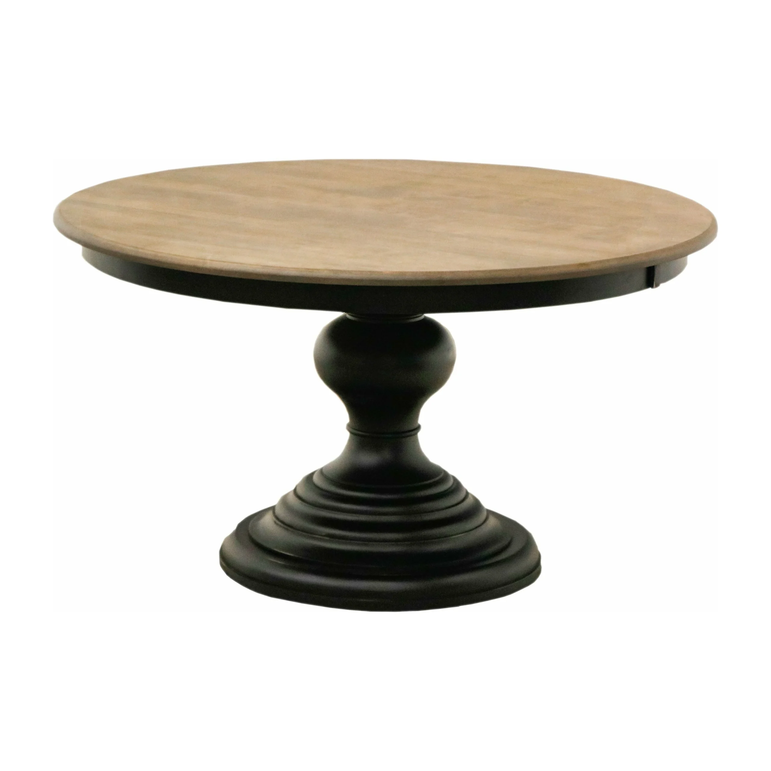 Global Round Black & Wood Pedestal Dining Table | M-EB&DB