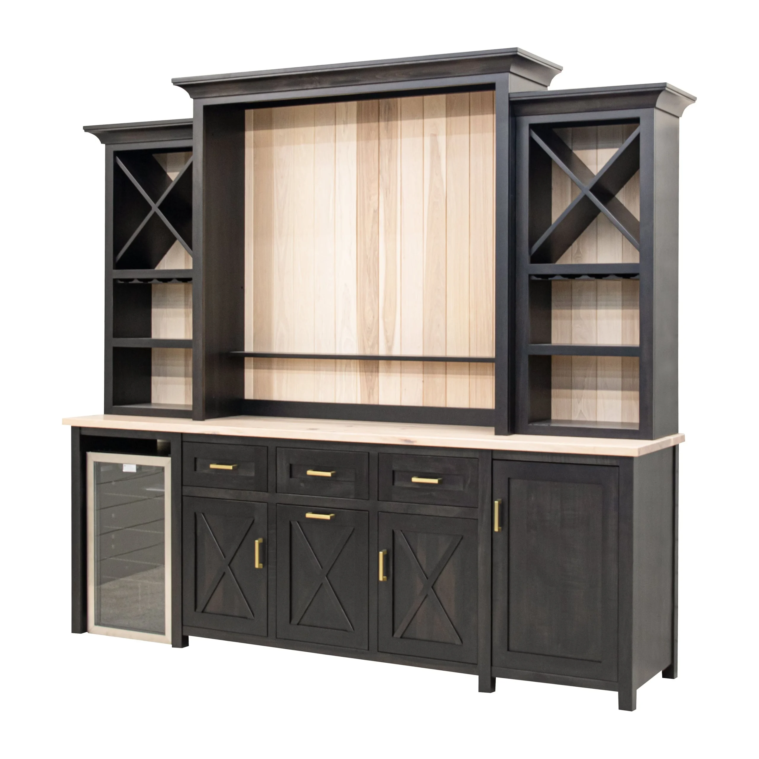 Granville Black & Wood Wine Cabinet with Fridge | M-DK&RH-SW
