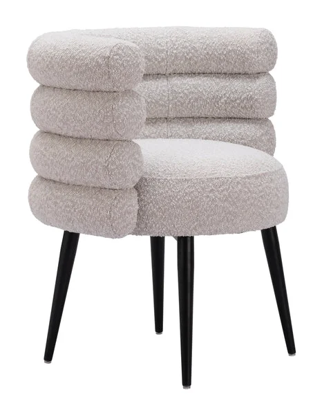 Grena Dining Chair Misty Gray | Modern Steel & Fabric Dining Seating