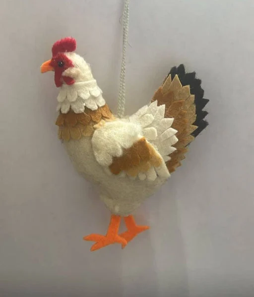 Hand Made Felt Hen Ornament from Kyrgyzstan Helps Local Artisans & Rescued Animals!