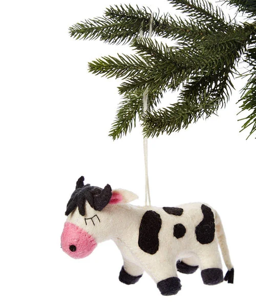 Hand Made Felt Holstein Cow Ornament