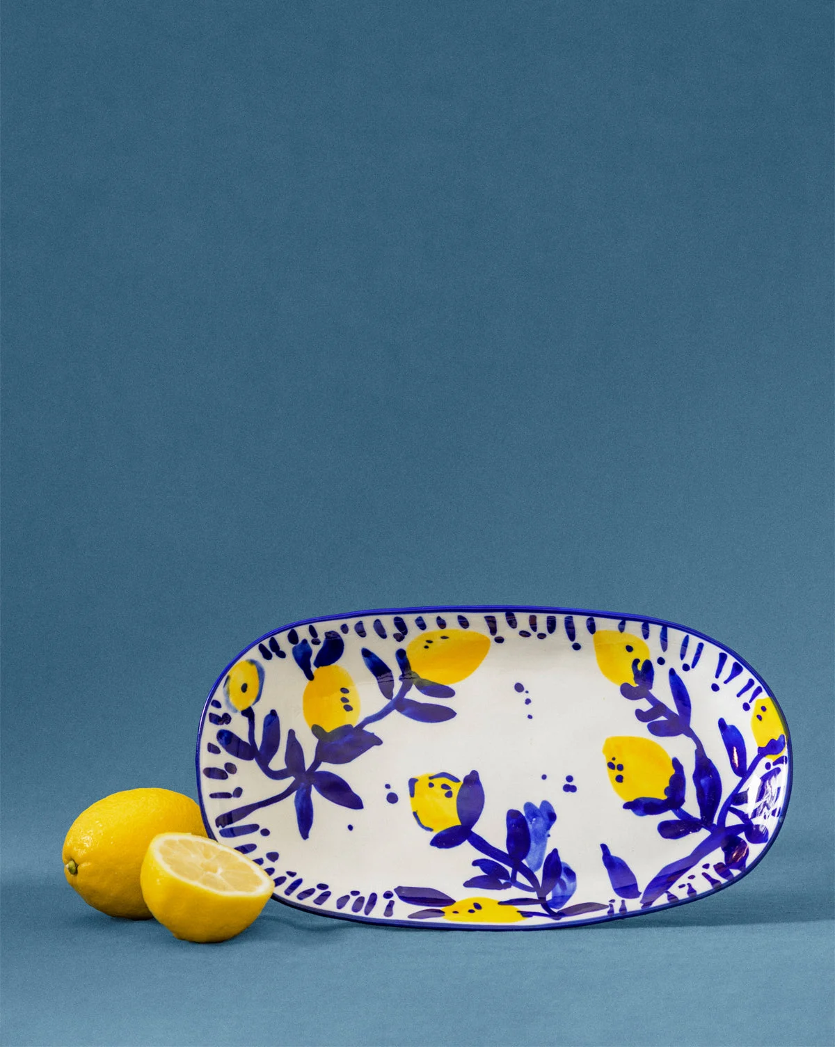 Hand-Painted Stoneware Lemon Platter