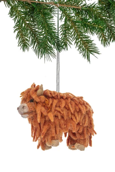 Handmade Felt Funny Highland Cow Ornament
