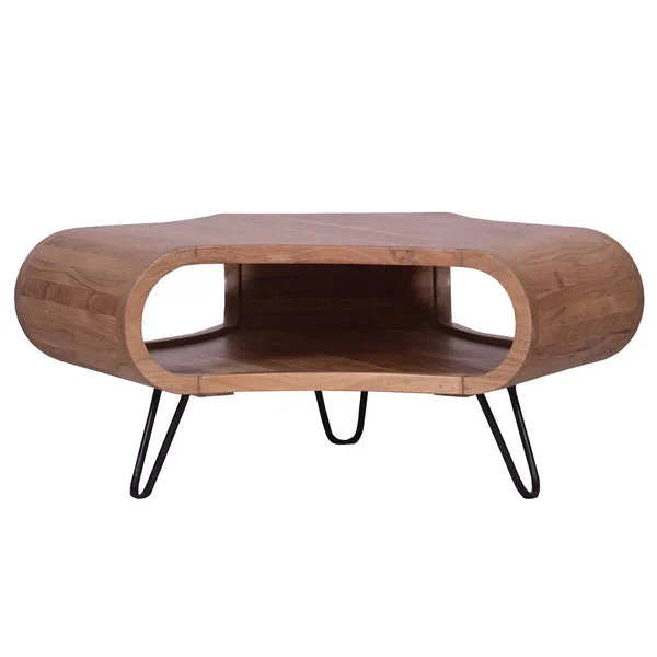 Hendrix Coffee Table | Round Wood Iron Coffee Table