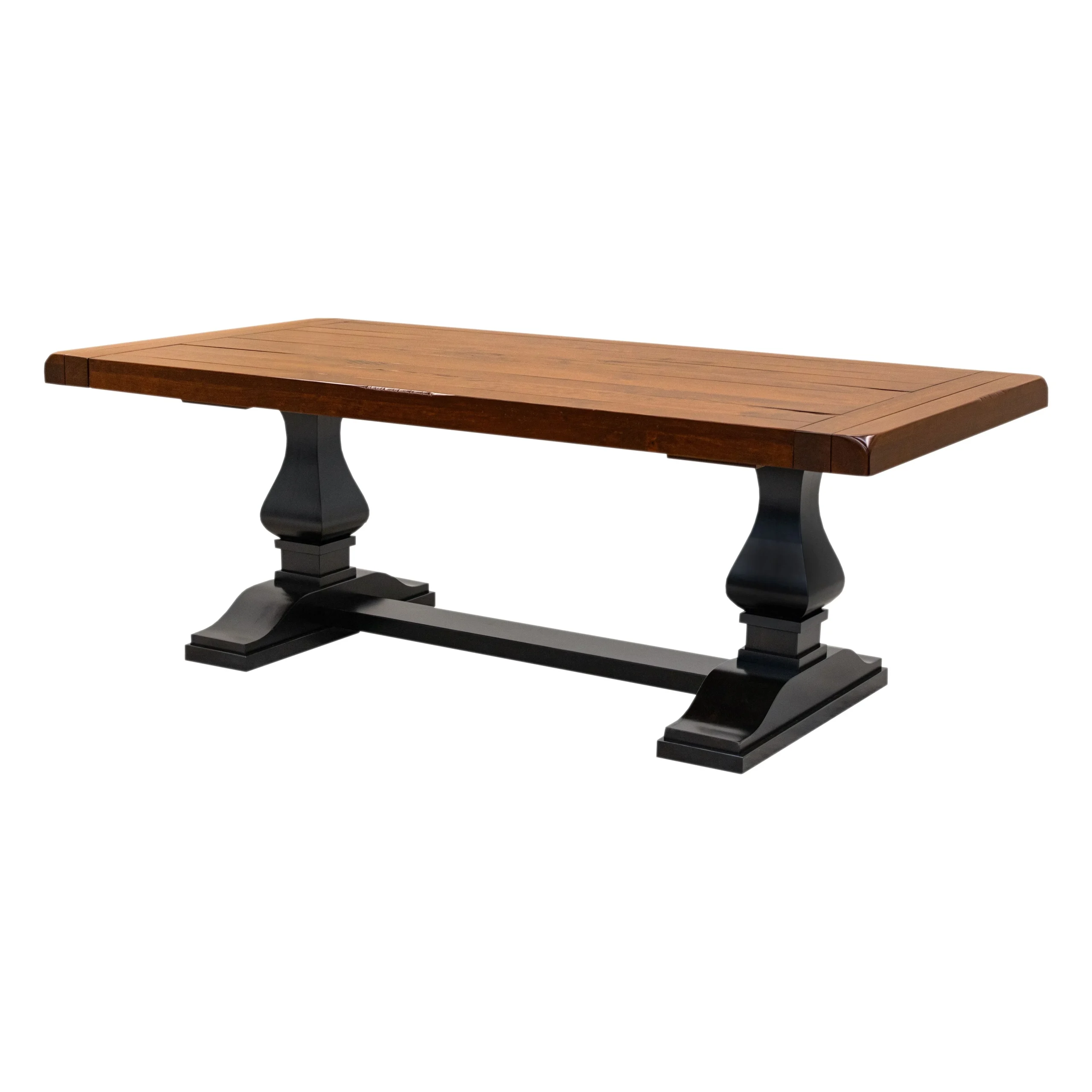 Hillside Black & Wood Large Modern Double Pedestal Extending Dining Table | M-EB&C-MC