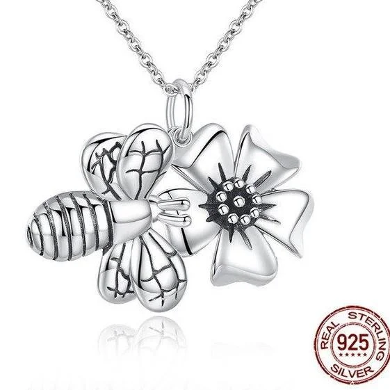 Honey Bee Necklace and Earrings SET-Cutest Little Bees! Sterling Silver