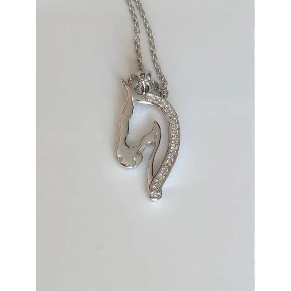 Horse Pendant with CZ in 925 Silver, Elegant and Beautiful!