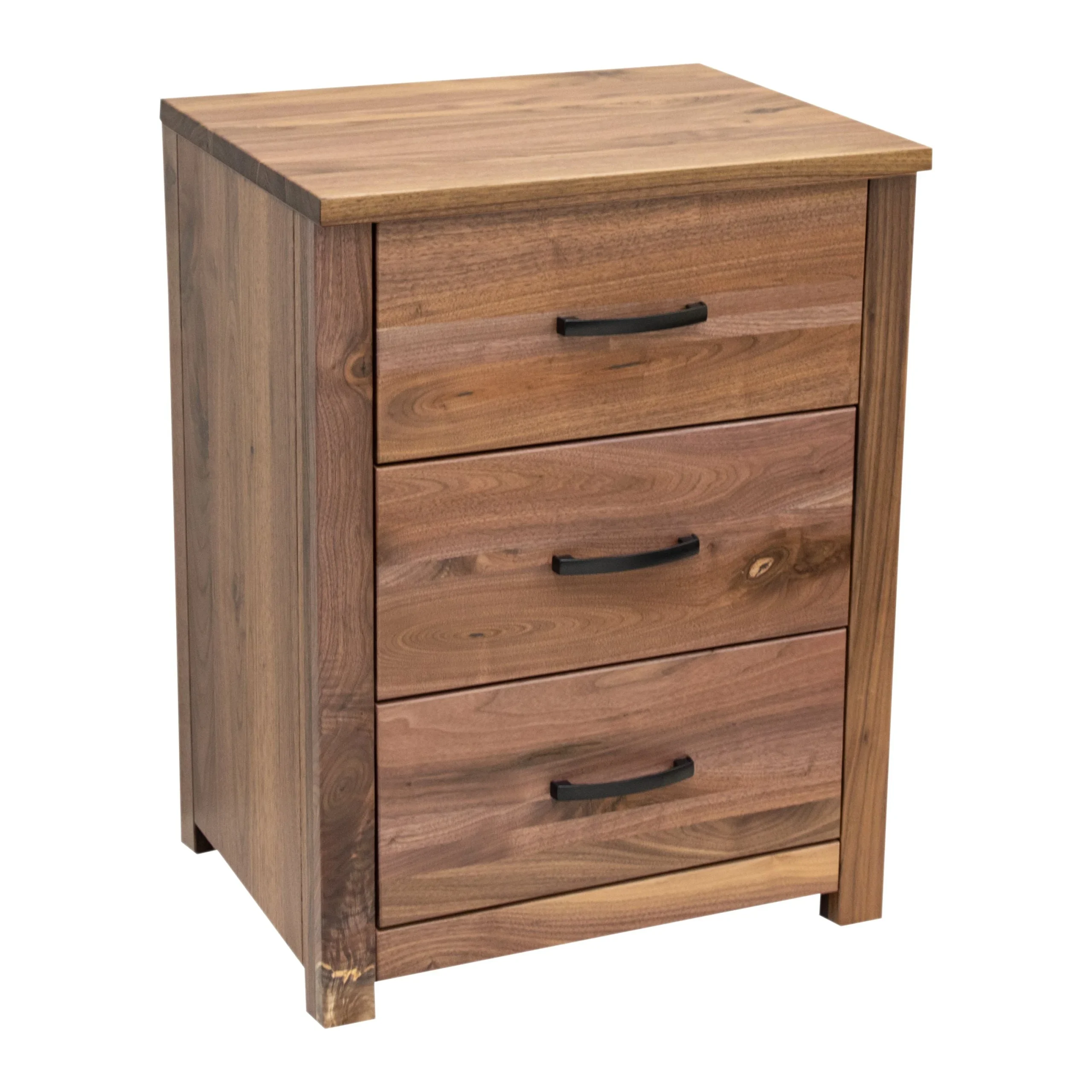 Hudson Walnut Wood 3-Drawer Nightstand | NAT