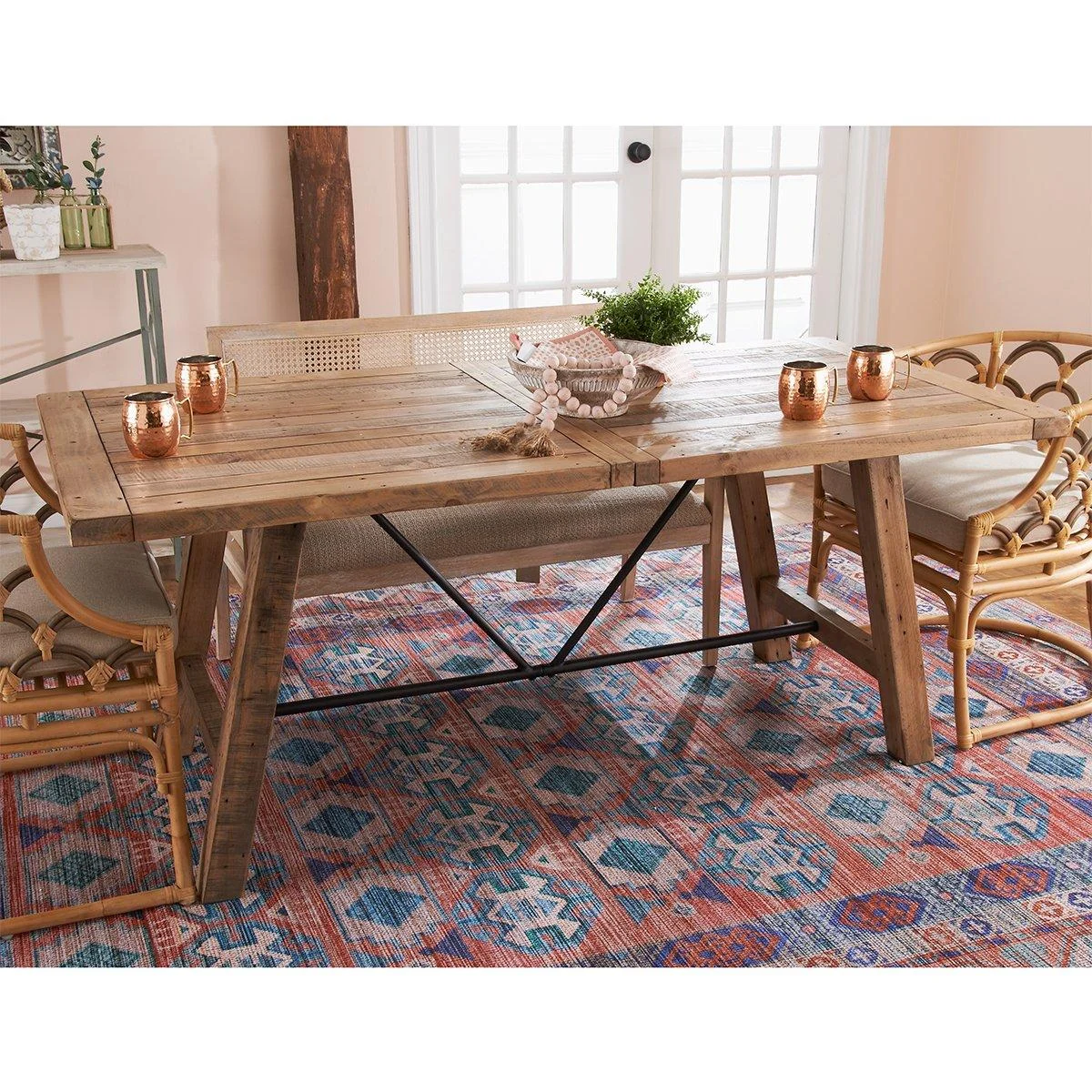 Industrial Wood Plank Dining Table