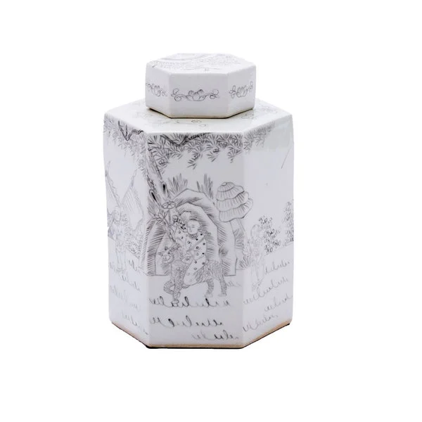 Ink Painting Playful Kids Hex Tea Jar Large By Legends Of Asia