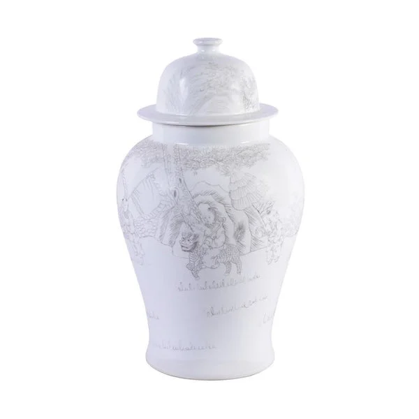 Ink Painting Temple Jar With Playful Kids By Legends Of Asia