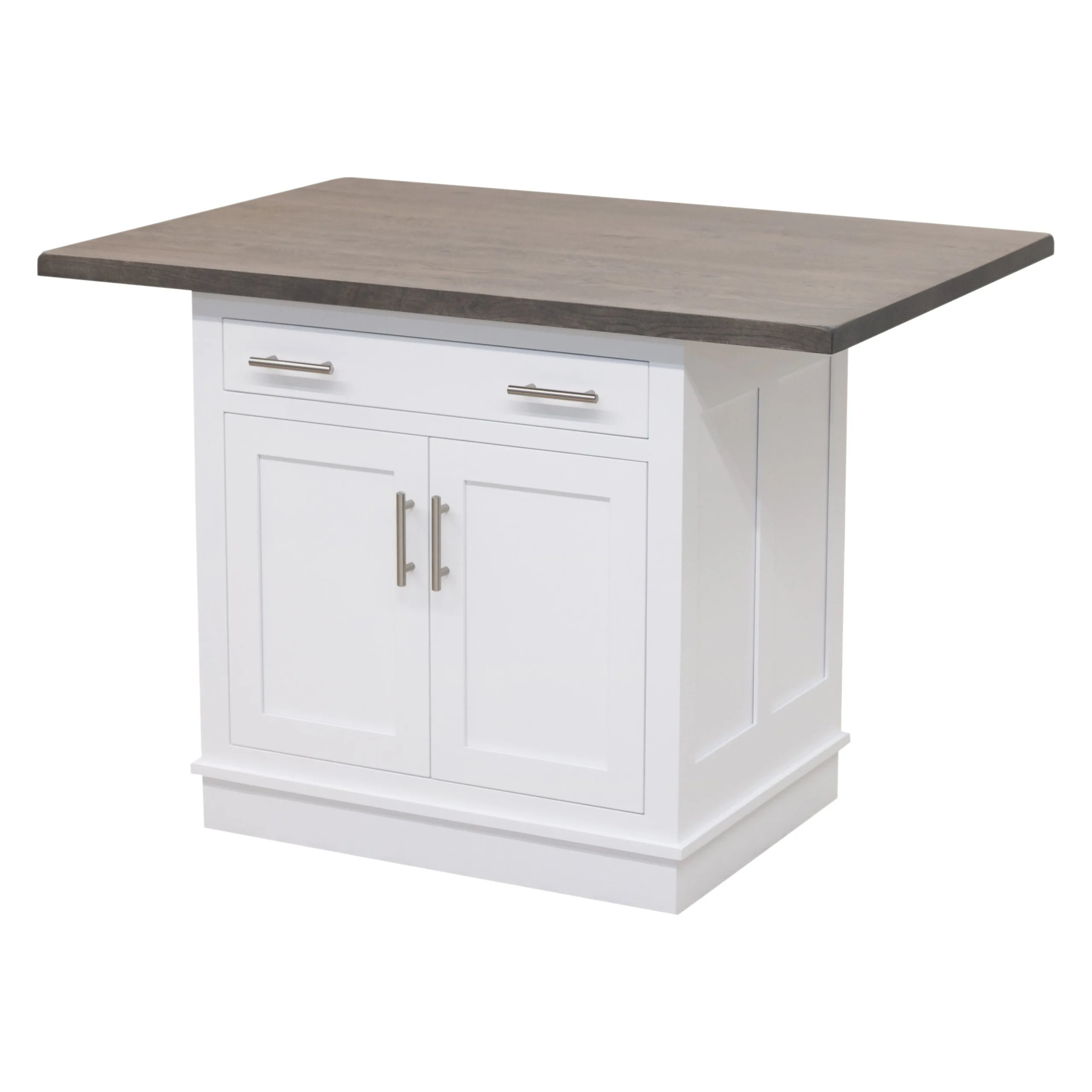 IS-2071 Bridgeport White Painted Island with Rustic White Oak Top | TW&GRB