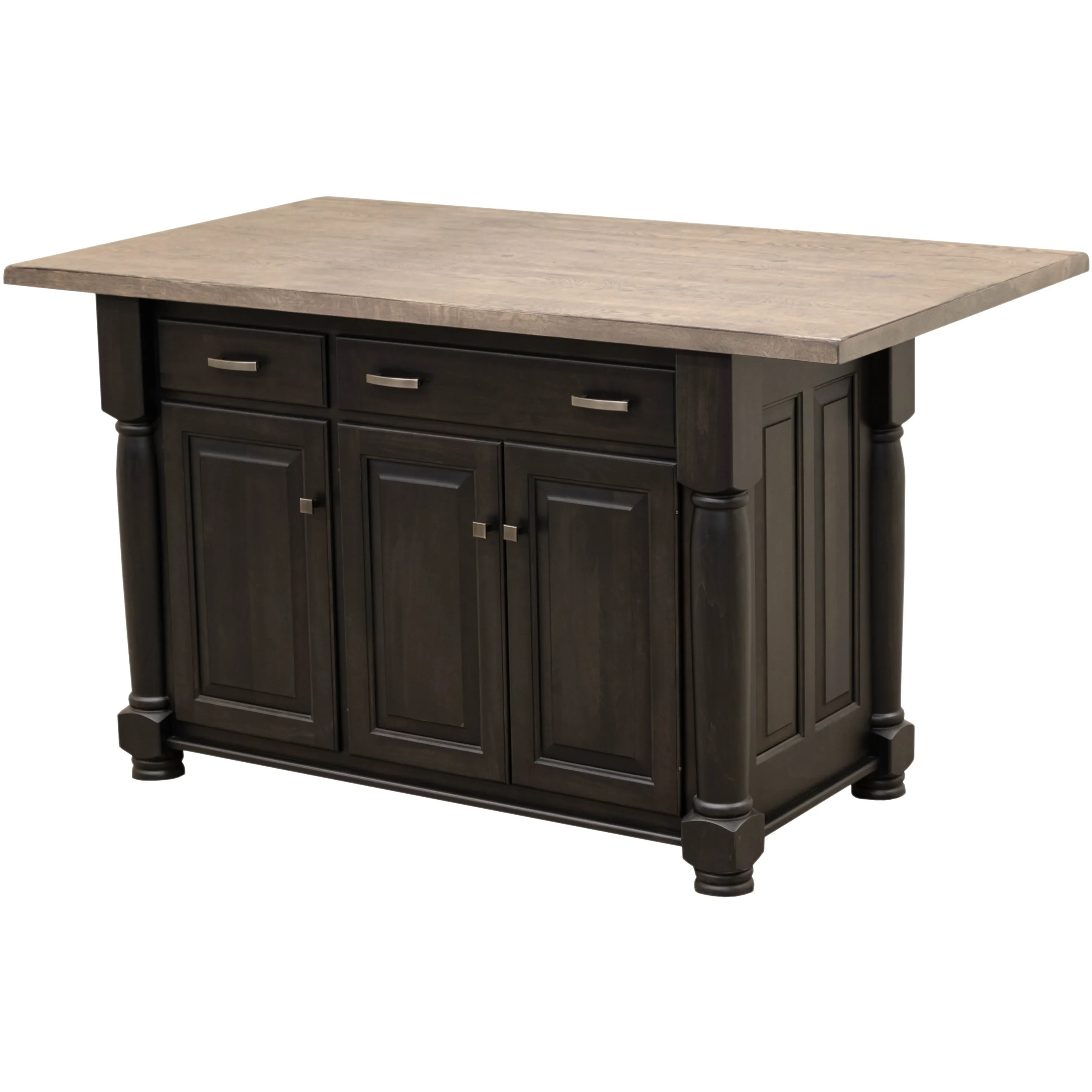IS-98 Turned Leg Maple Wood Island with Rustic White Oak Top | DK&GRB