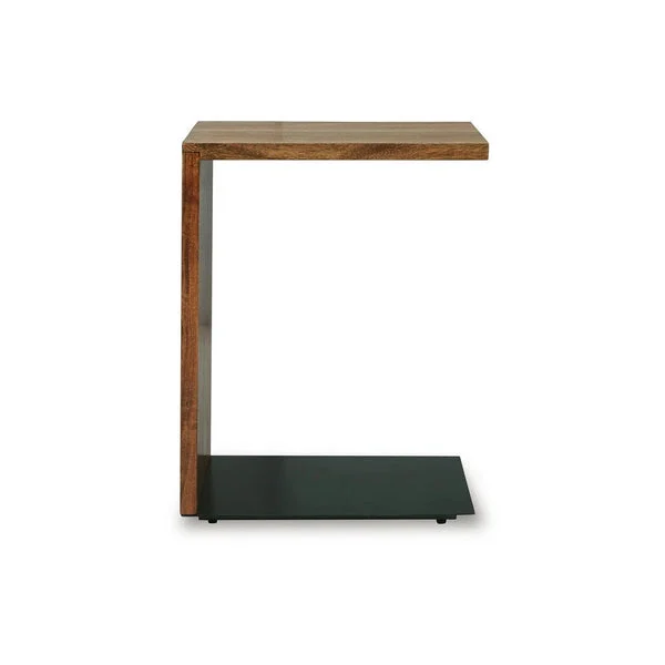 Jax C-Shaped Accent Table | Solid Wood Top & Architectural Metal Base