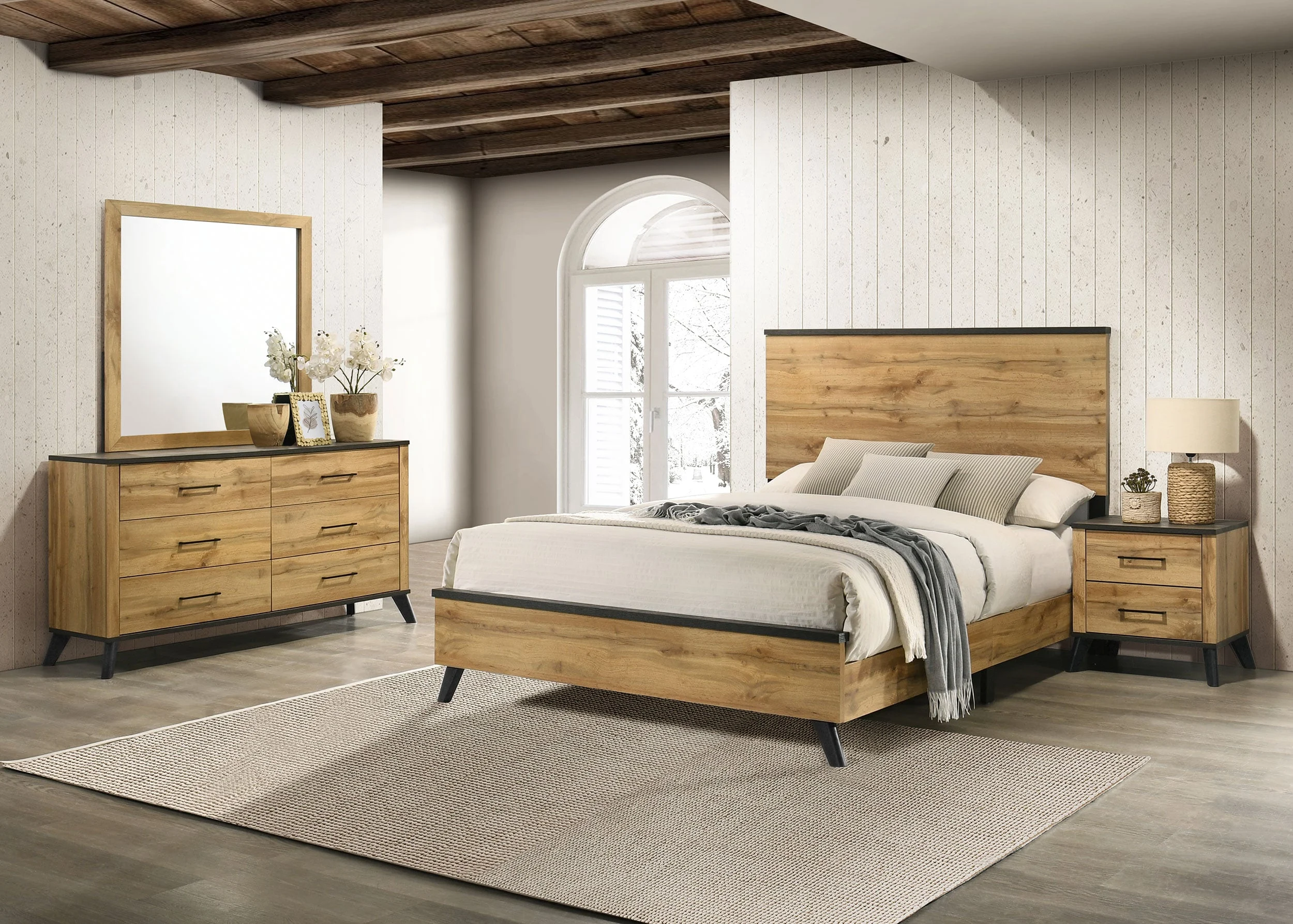 Kaywood 4-Piece Full Bedroom Set Natural Pine