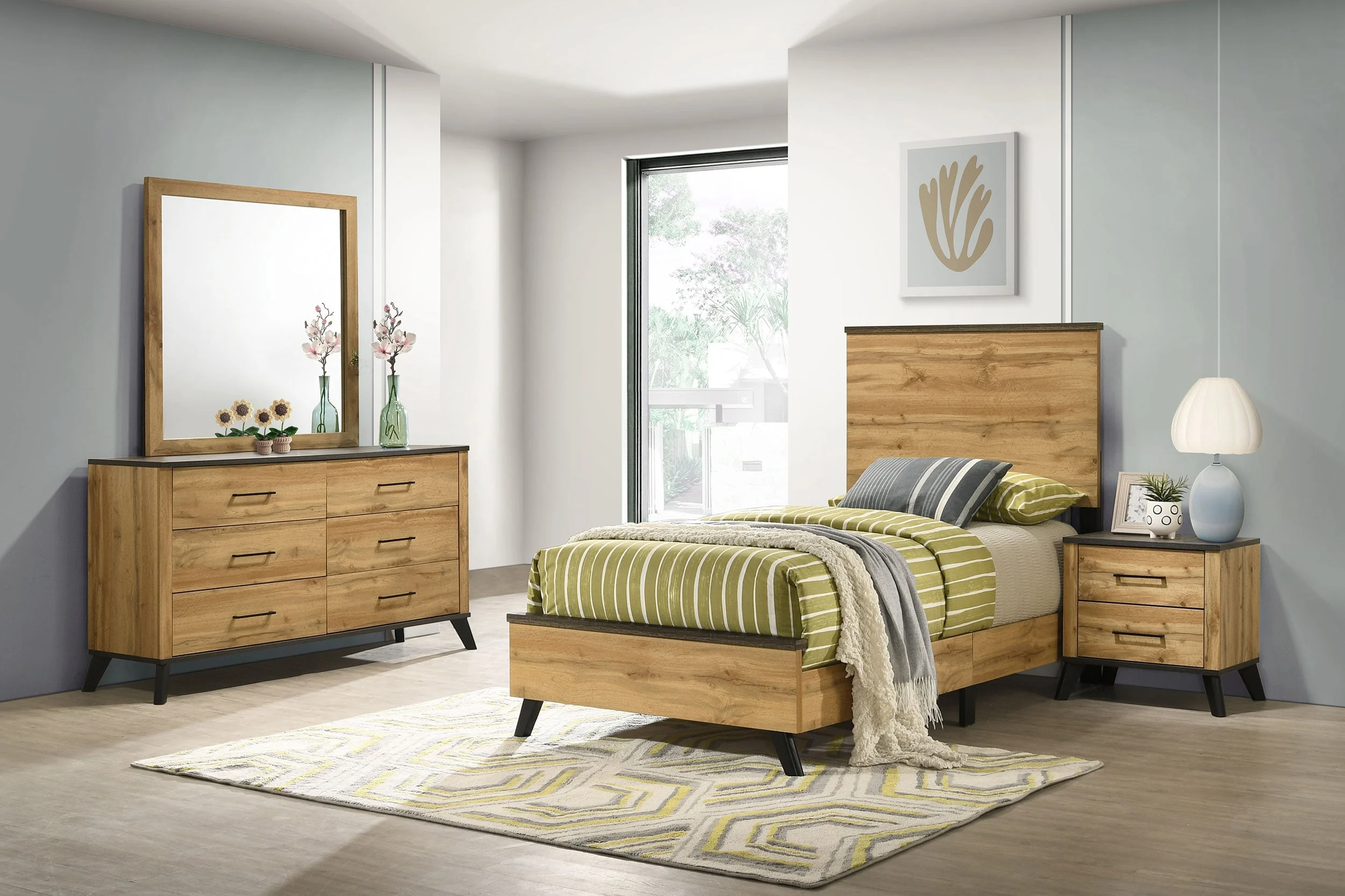 Kaywood 4-Piece Twin Bedroom Set Natural Pine