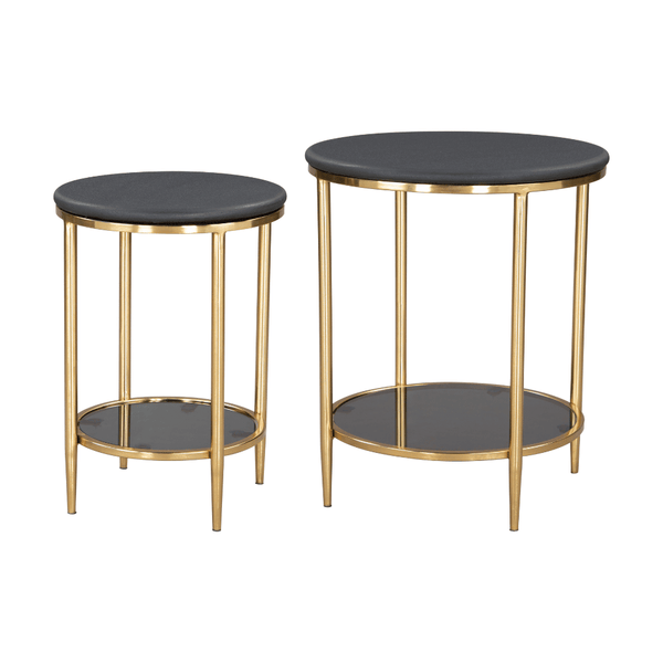 Koper Coffee Table Set Black | Marble Steel Nesting Set Coffee Table