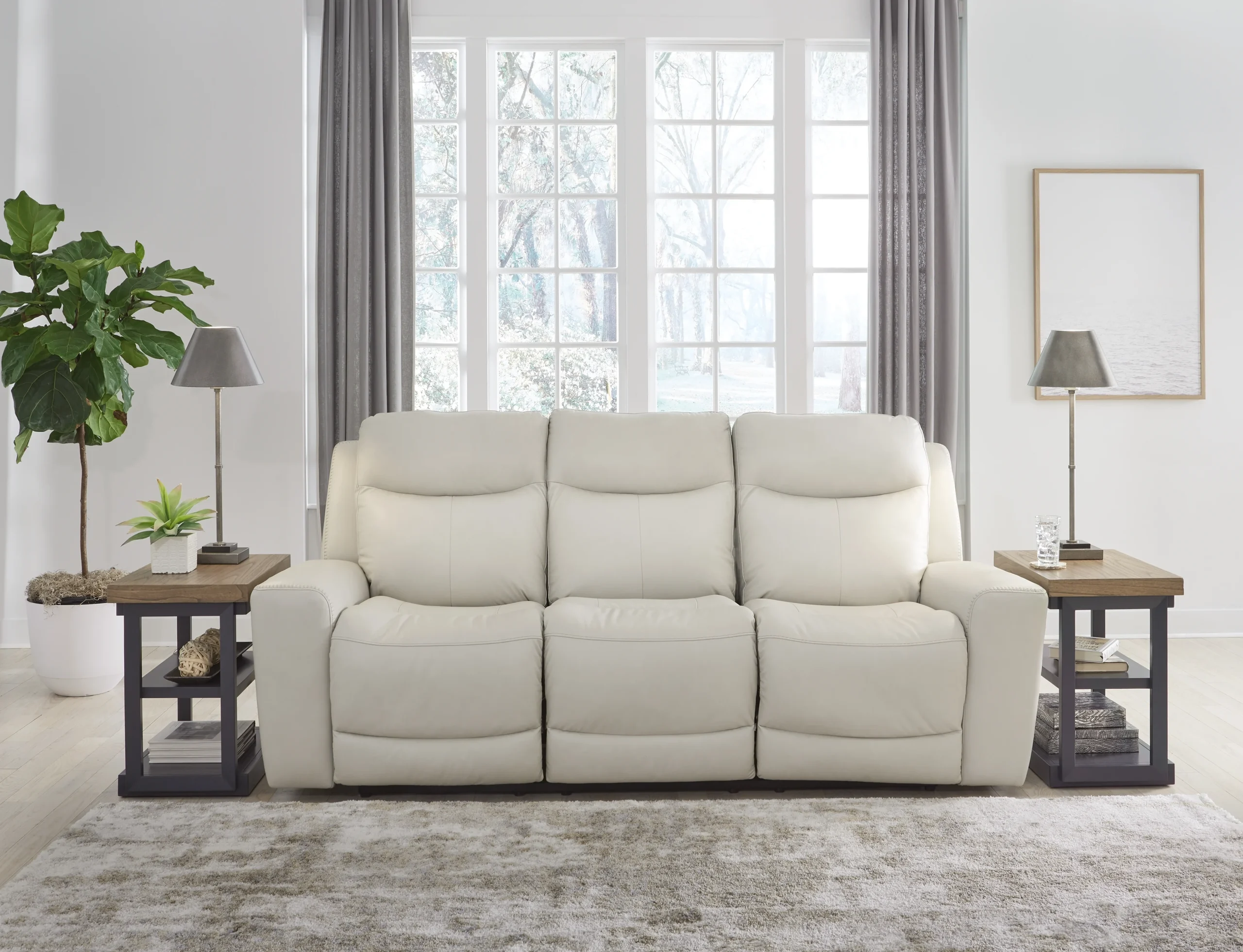 Leather Match Power Reclining Sofa