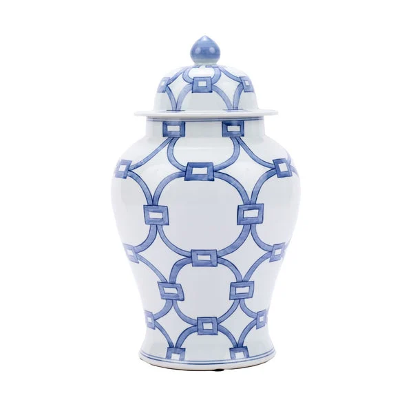 Legends Of Asia Blue And White Porcelain Lover Locks Temple Jar