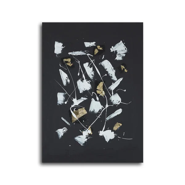 Memory II Hand-Painted Abstract | Ivory, Ebony & Slate Wall Art | Elite Maison