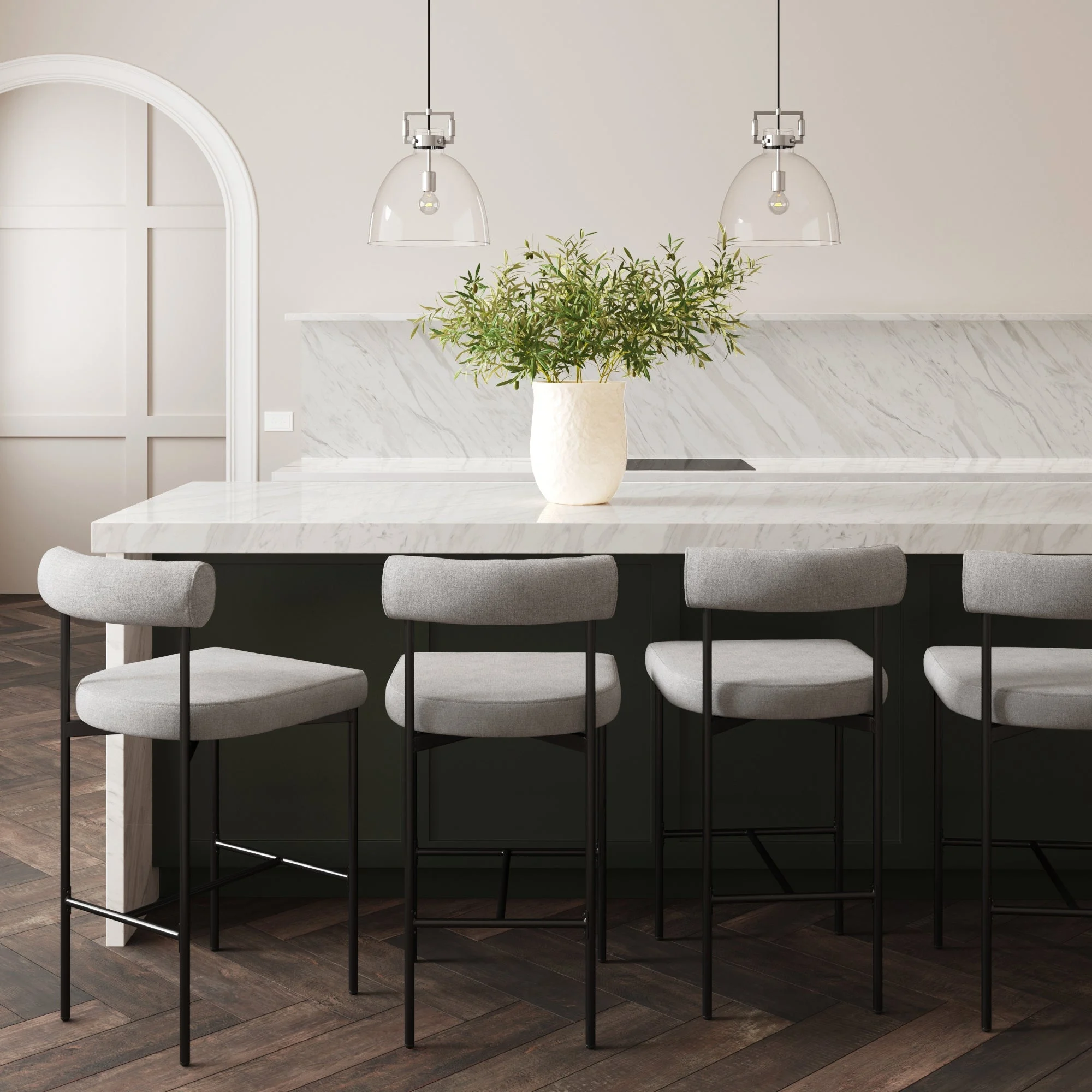 Metal Counter Height Bar Stools Gray (Set of 4)