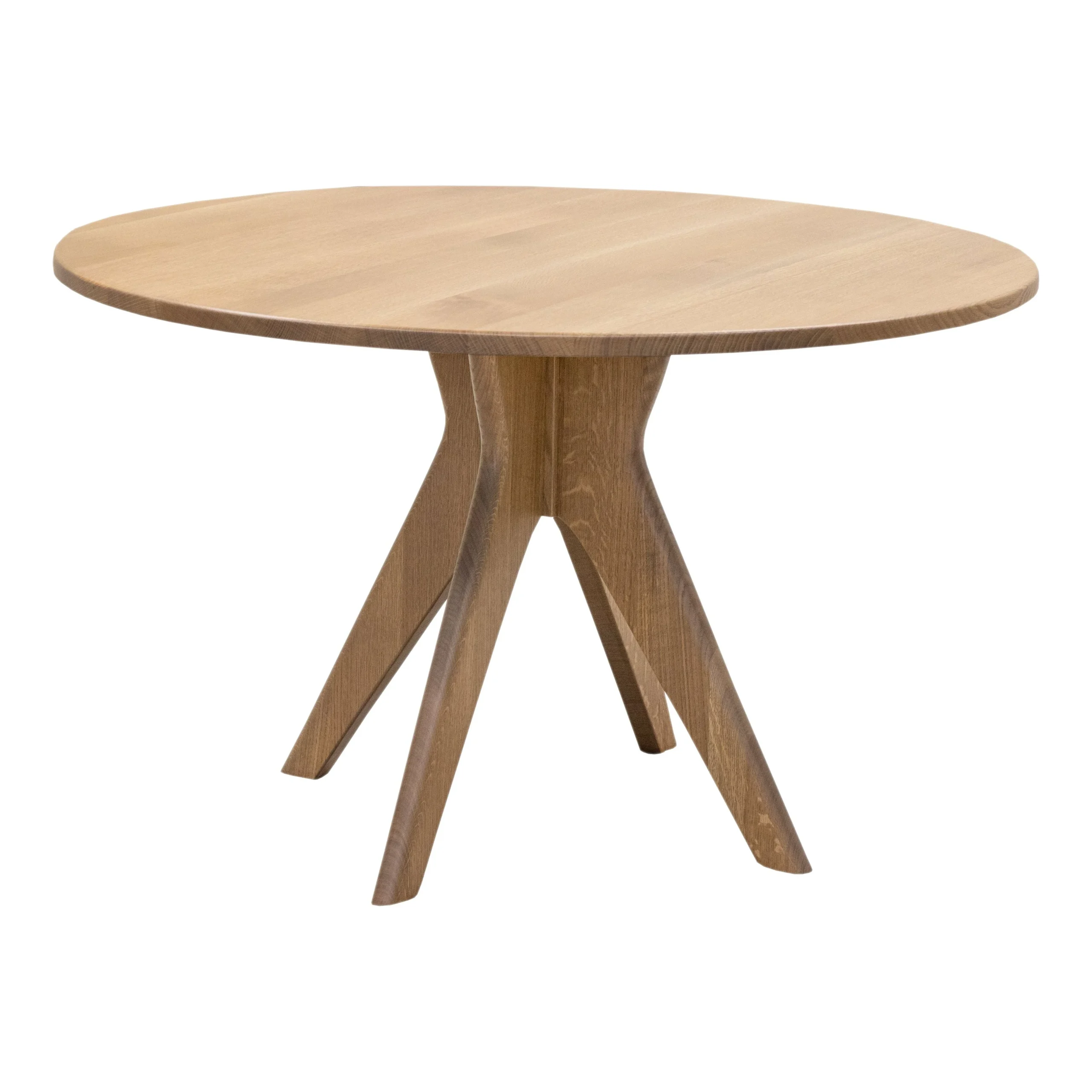 Mid Century Modern White Oak Wood Round Dining Table | DS