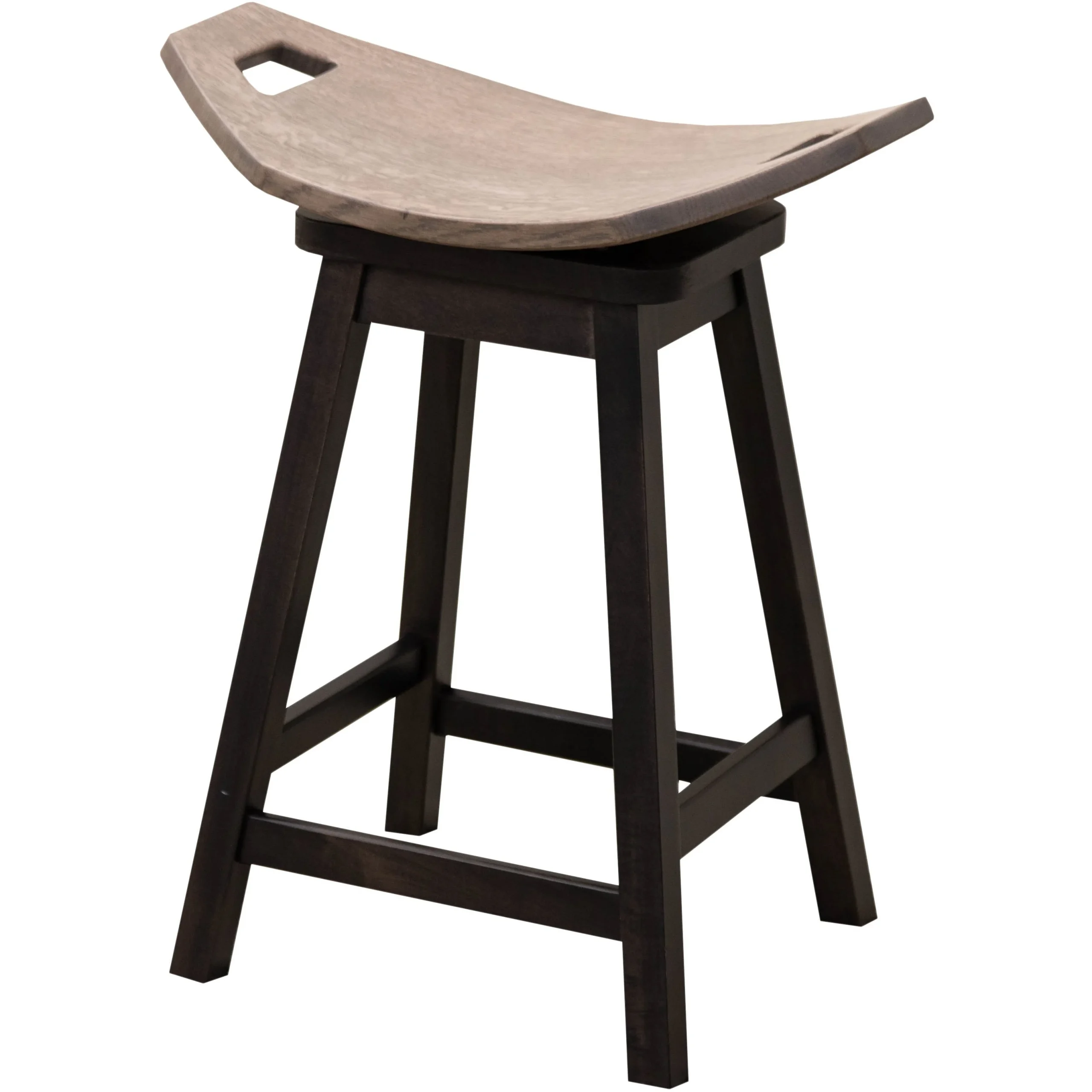 Mission 24" Saddle Black & Wood Swivel Bar Stool | M-DK&RWO-GRB