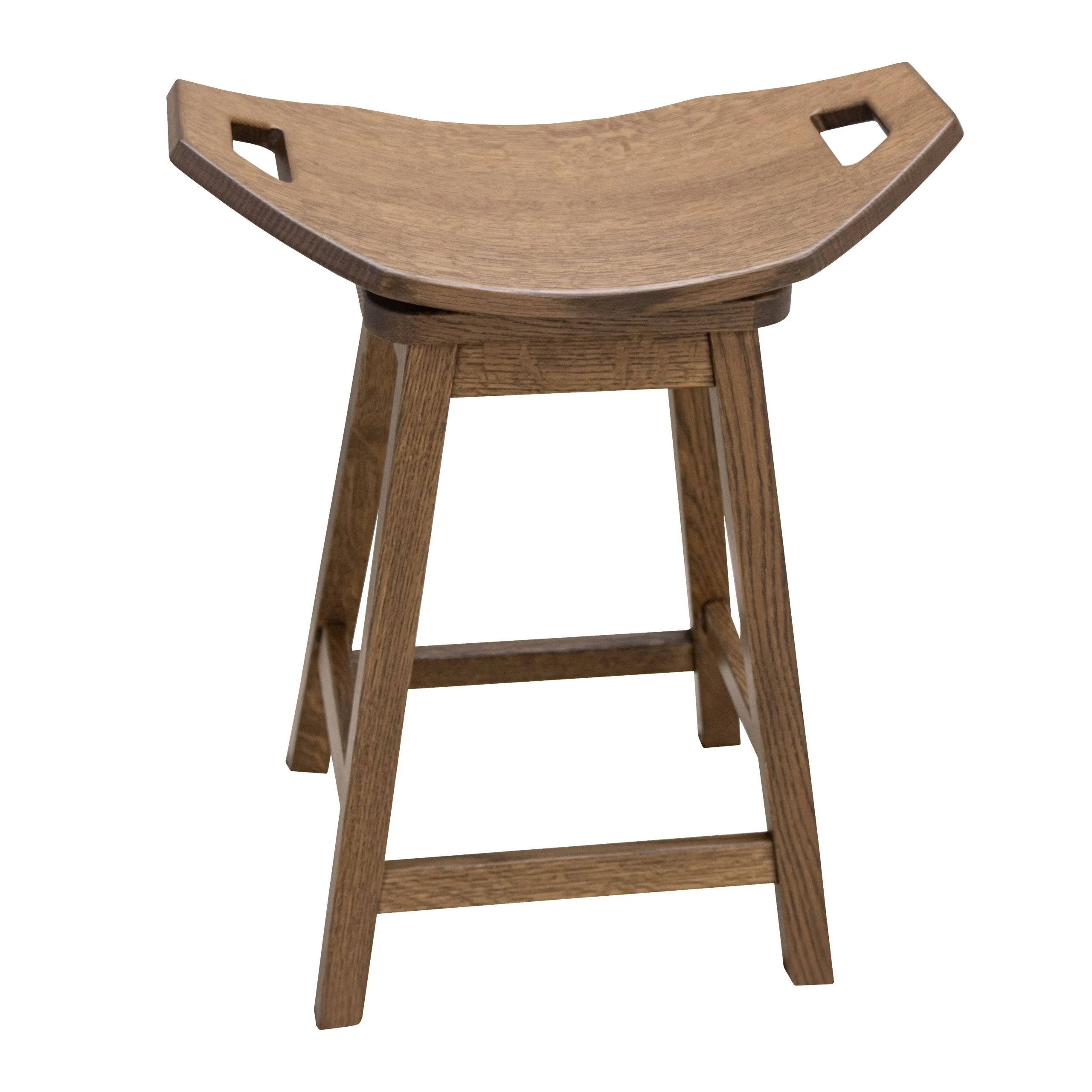 Mission 24" Saddle Rustic White Oak Wood Swivel Bar Stool | CO