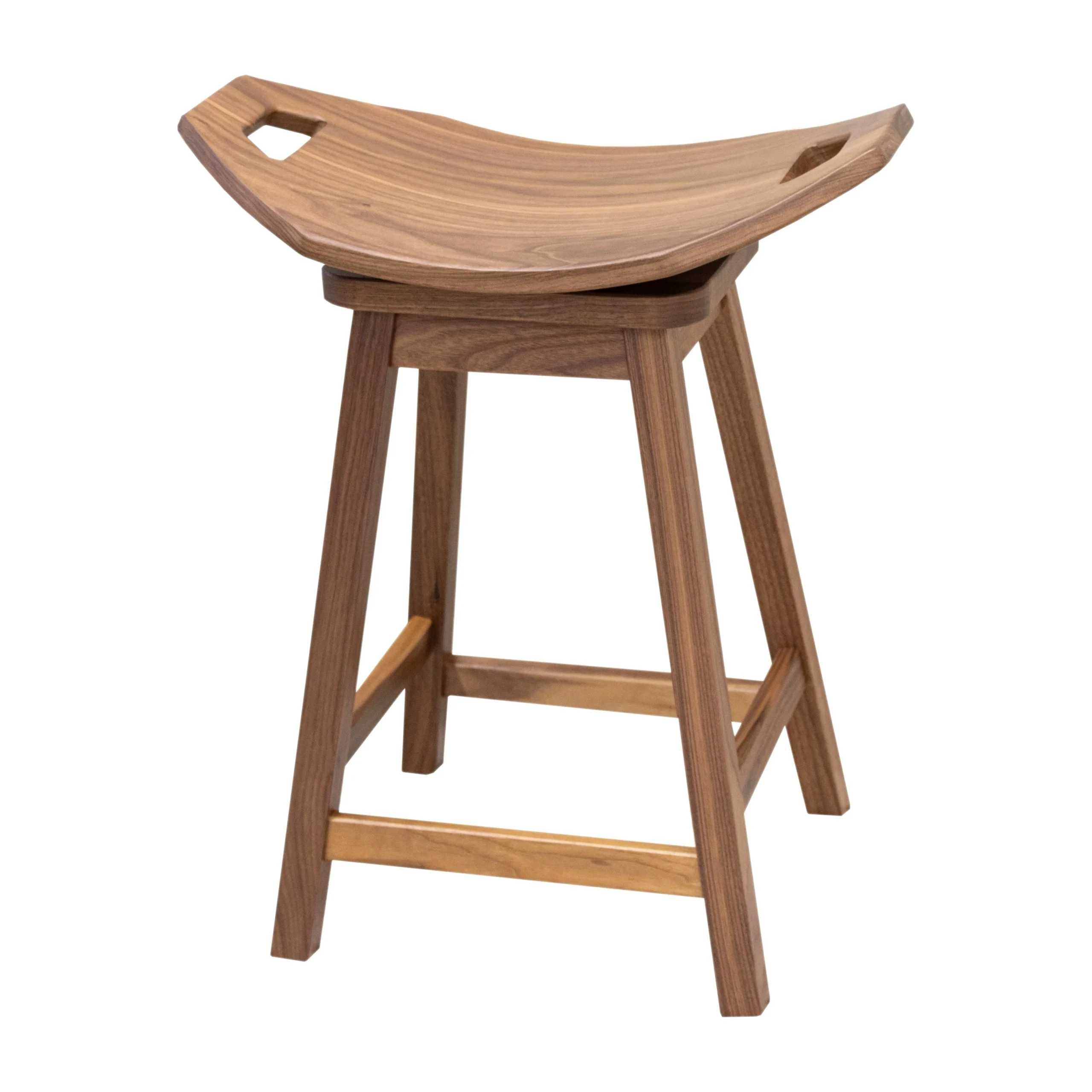 Mission 24" Saddle Walnut Wood Swivel Bar Stool | NAT