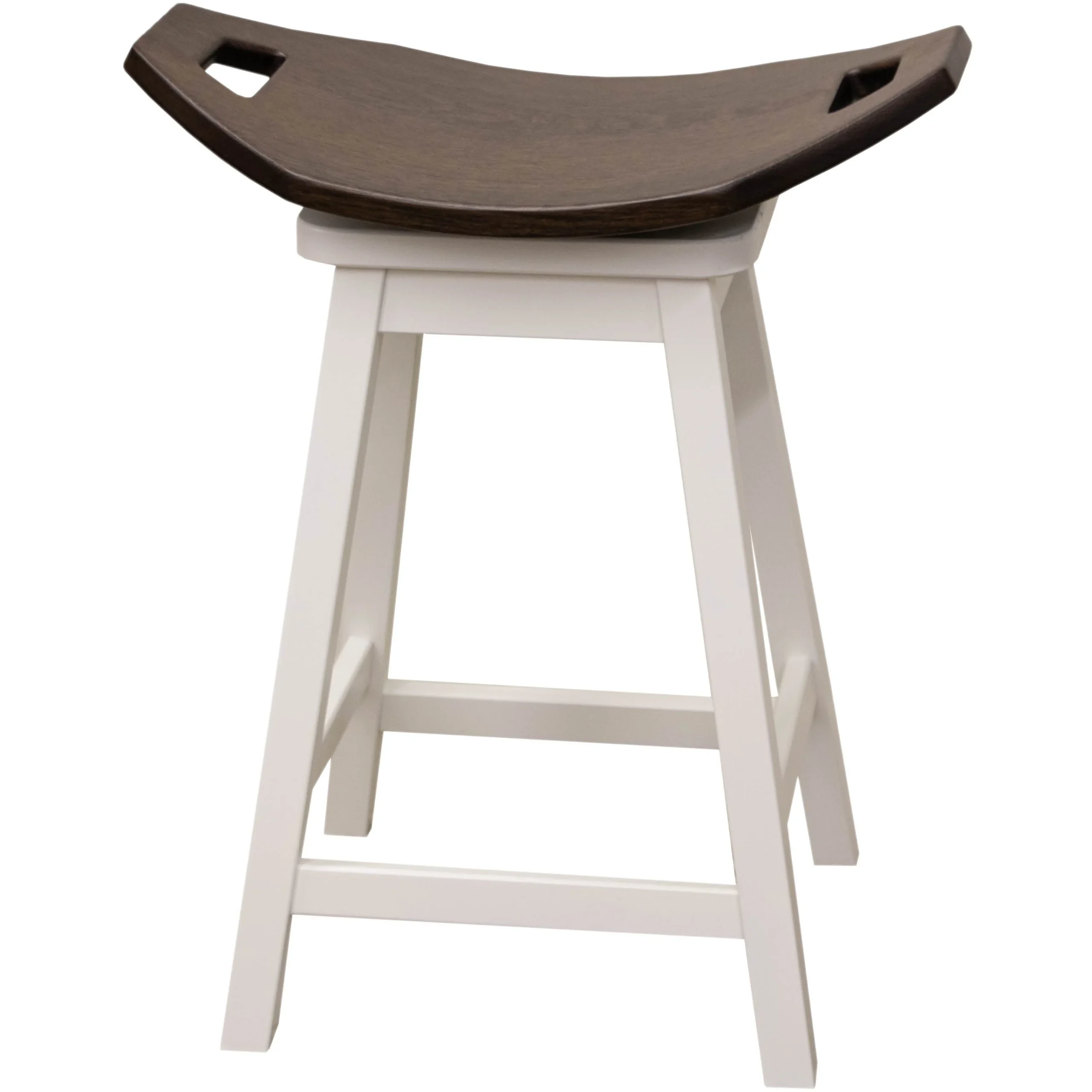 Mission 24" Saddle White & Wood Swivel Bar Stool | M-DW&RQSWO-DK