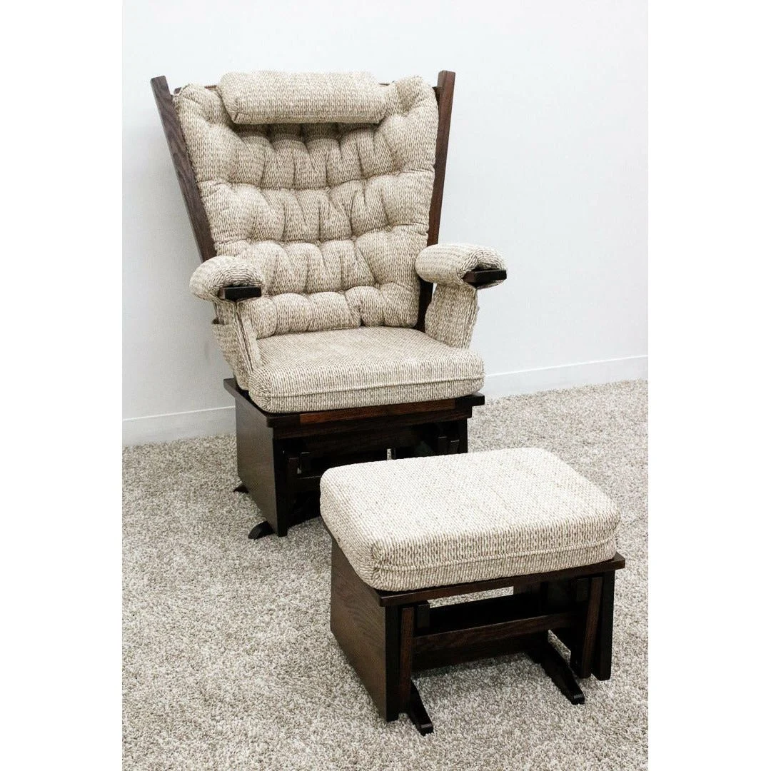 Mission Oak Wood Swivel Glider Rocker & Ottoman | ASB-4260-K