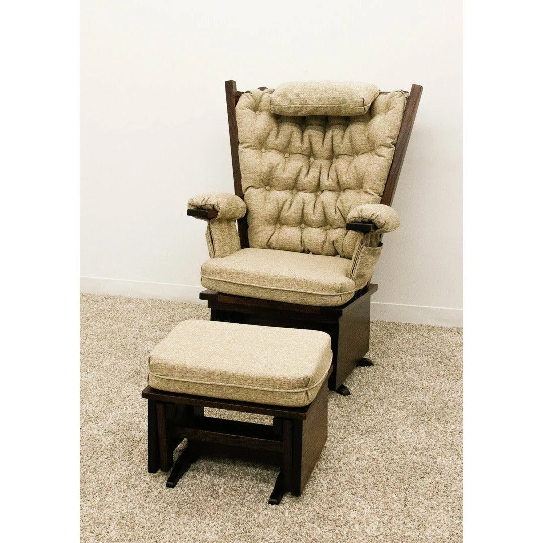 Mission Oak Wood Swivel Glider Rocker & Ottoman | ASB-4285-K