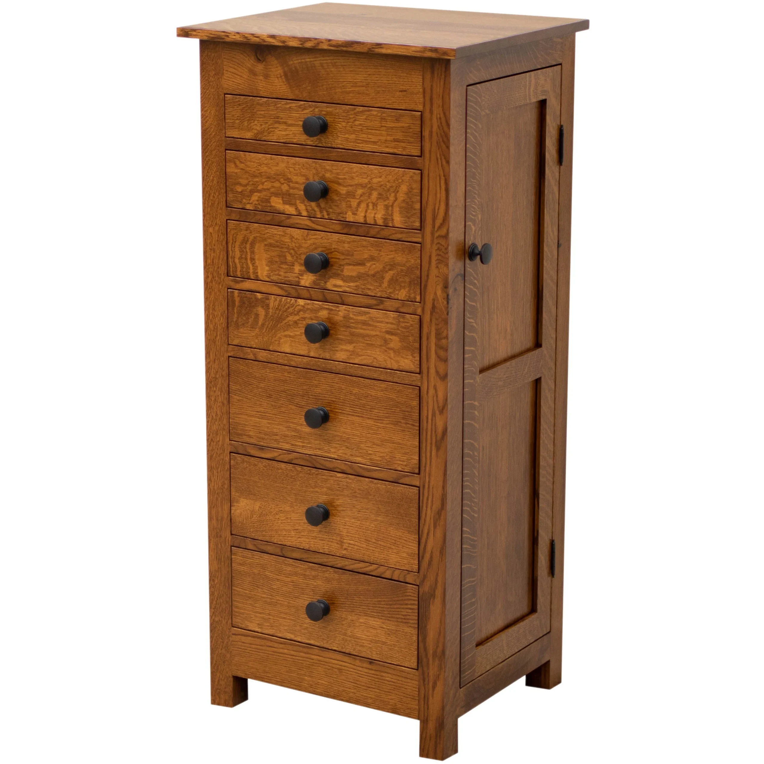 Mission Quarter Sawn White Oak Wood Jewelry Armoire | MC