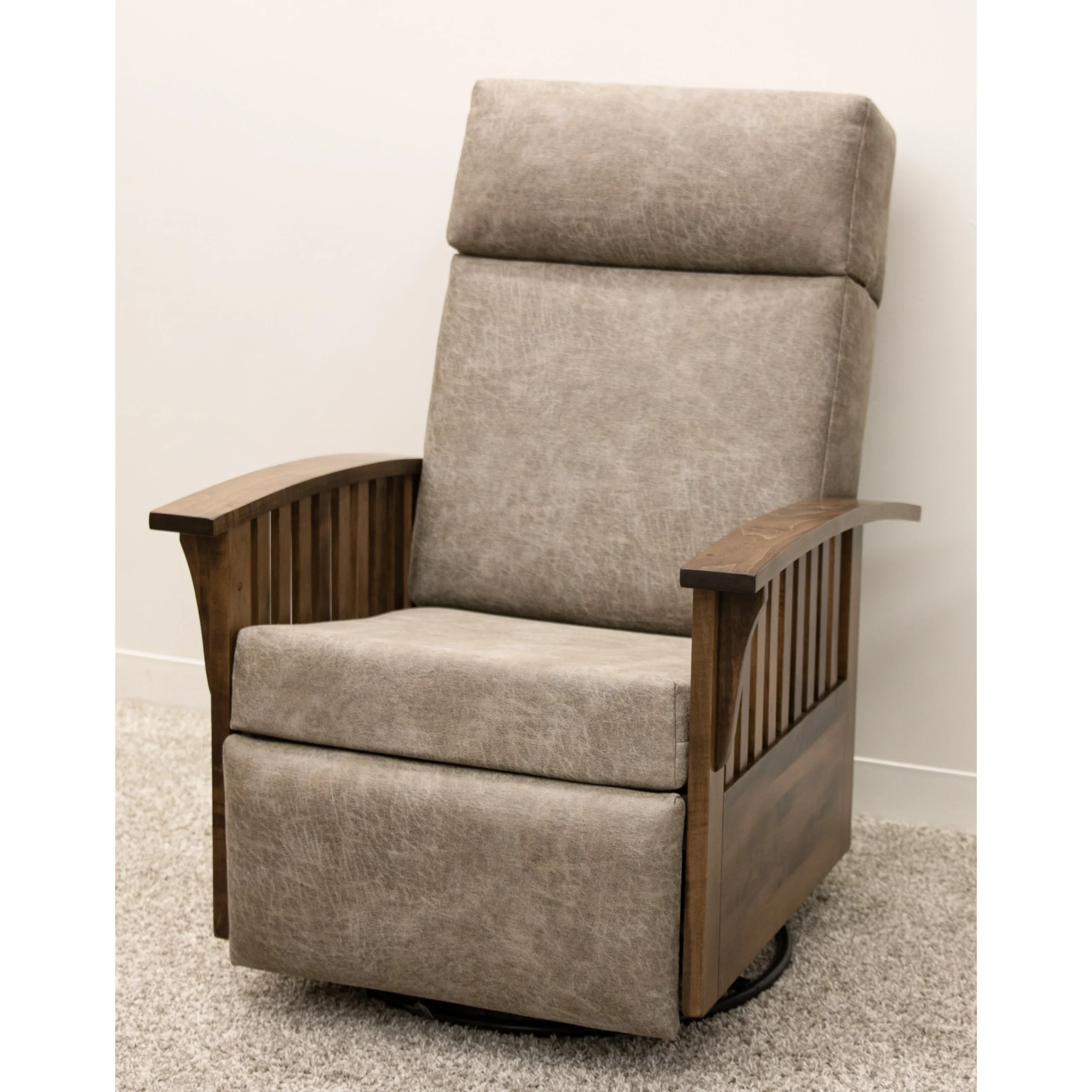 Mission Swivel Glider Recliner with Maple Wood Arms | 22-61