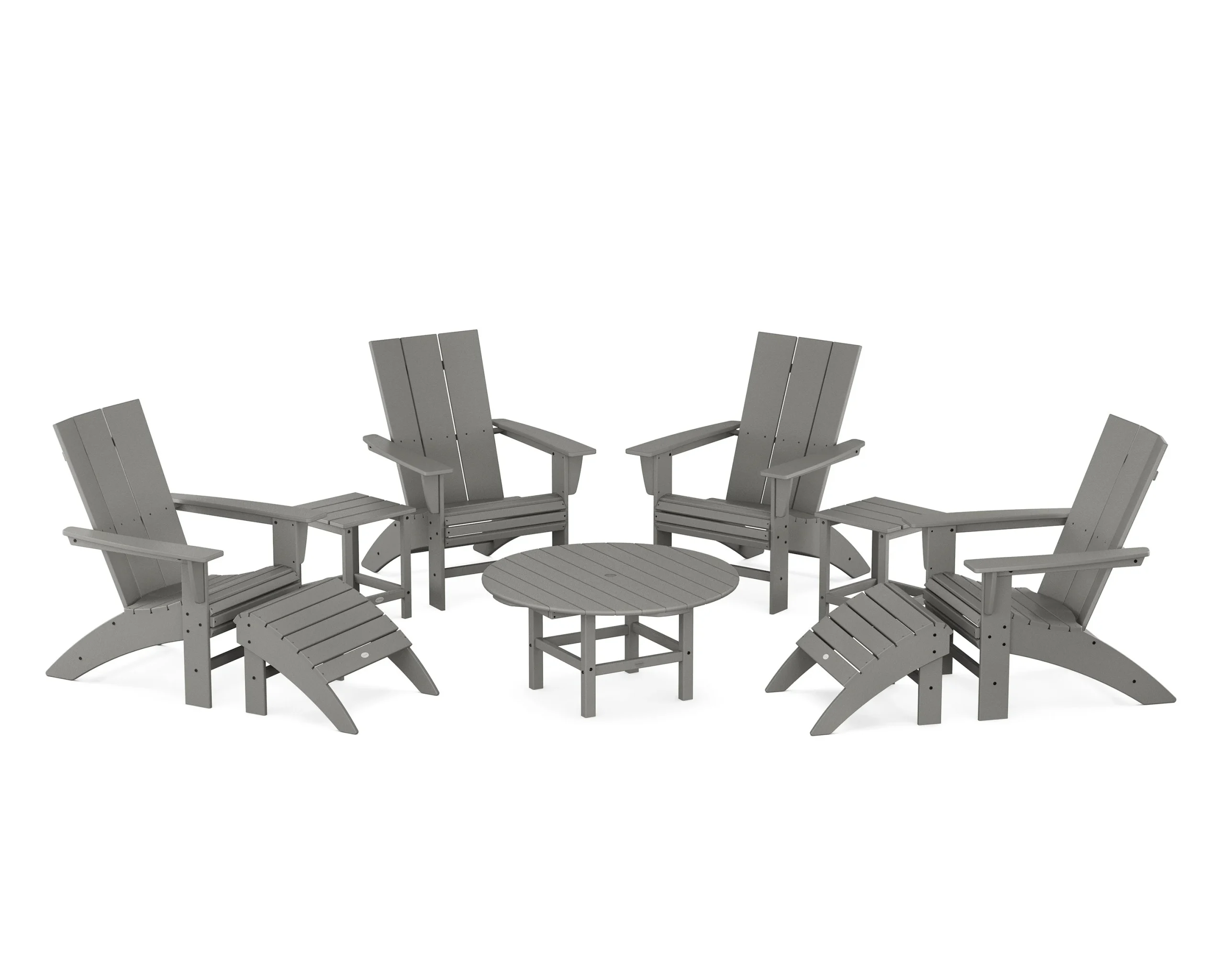 Modern Curveback Adirondack Chair 9-Piece Conversation Set