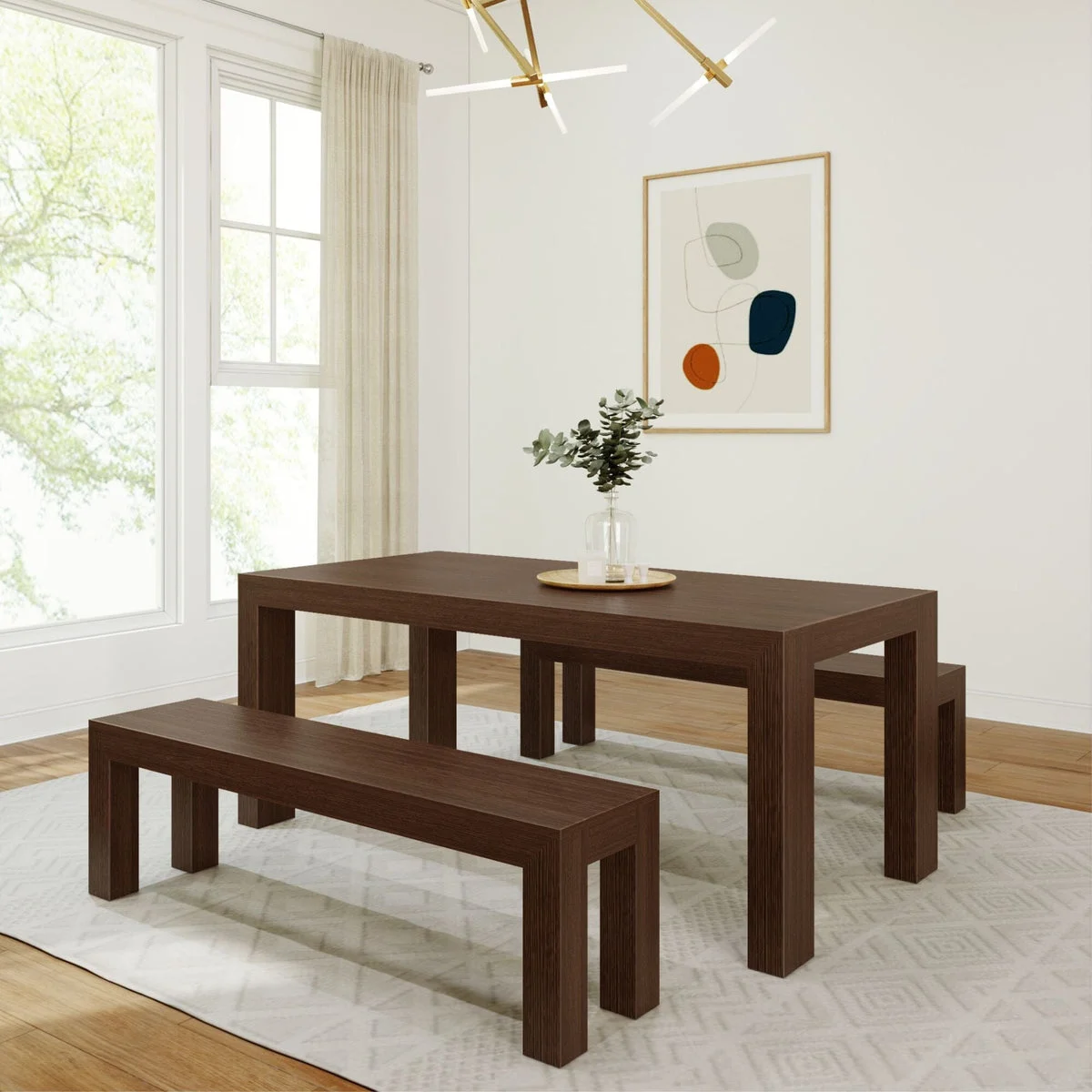 Modern Dining Set with Benches - 72"