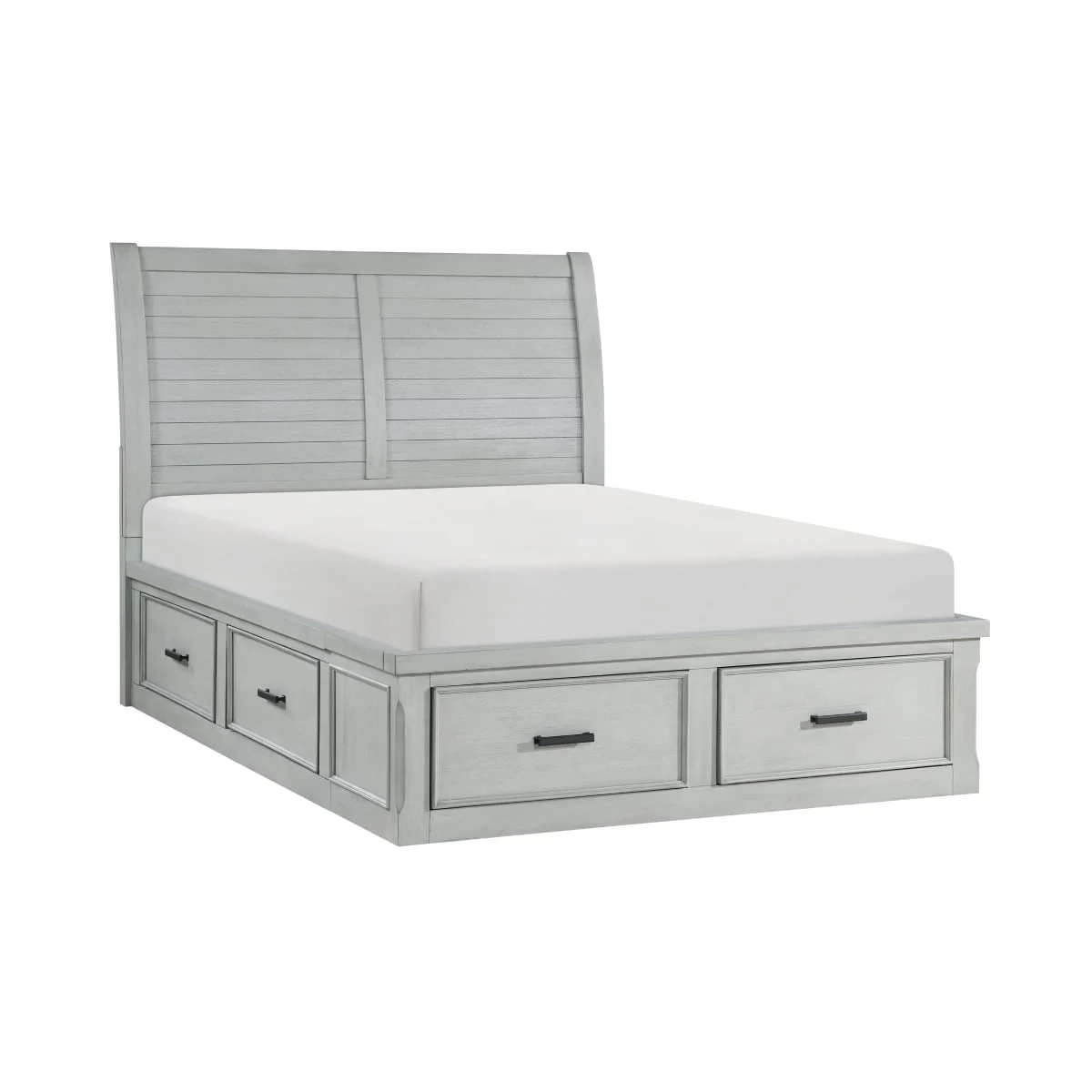 Modern Farmhouse King Platform Bed With Footboard Storage