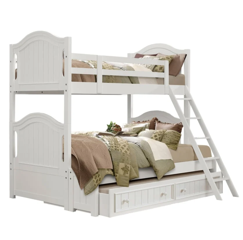 Modern Farmhouse Twin/Full Bunk Bed with Twin Trundle