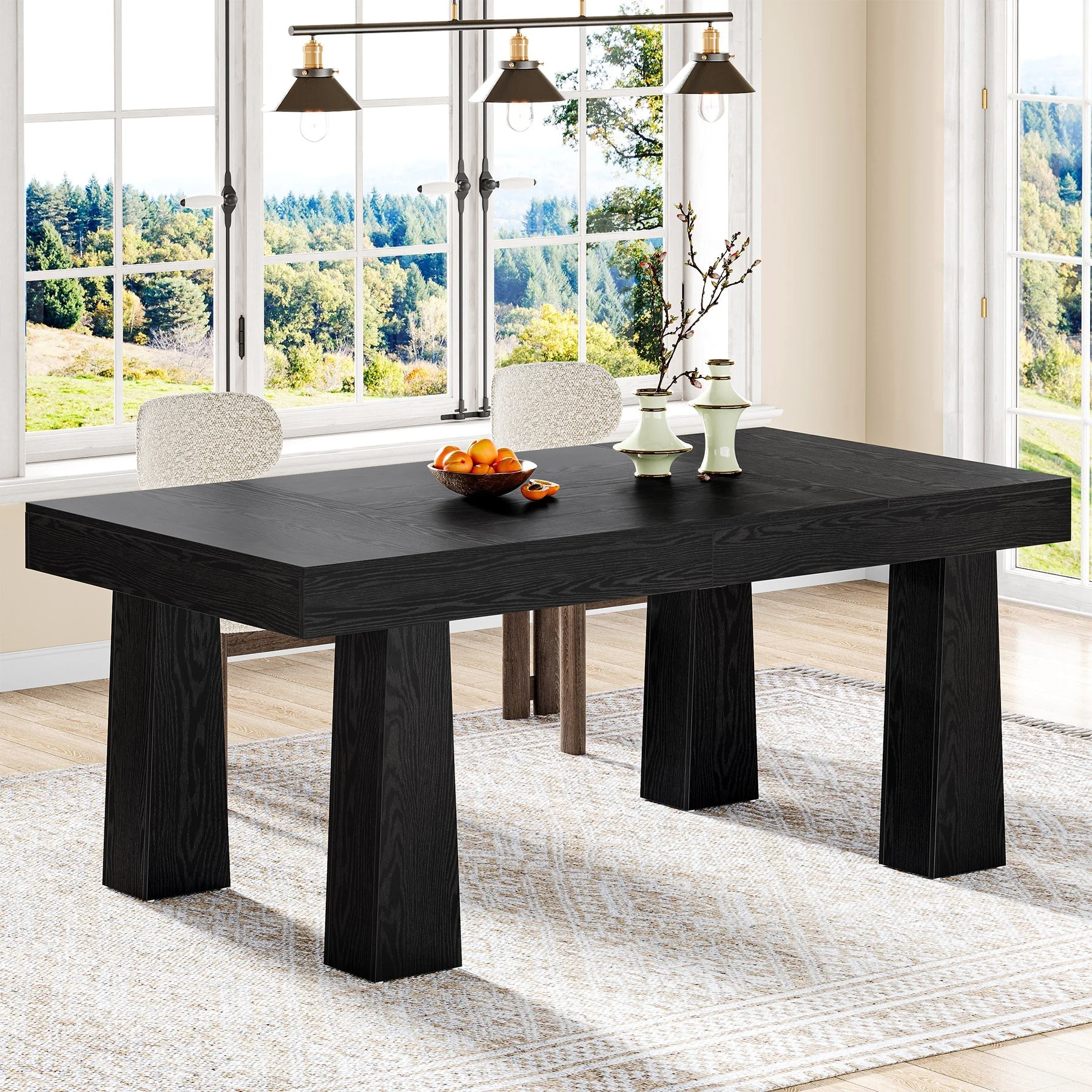 Modern Kitchen Table, 63" Dining Table Dinner Table for 4-6