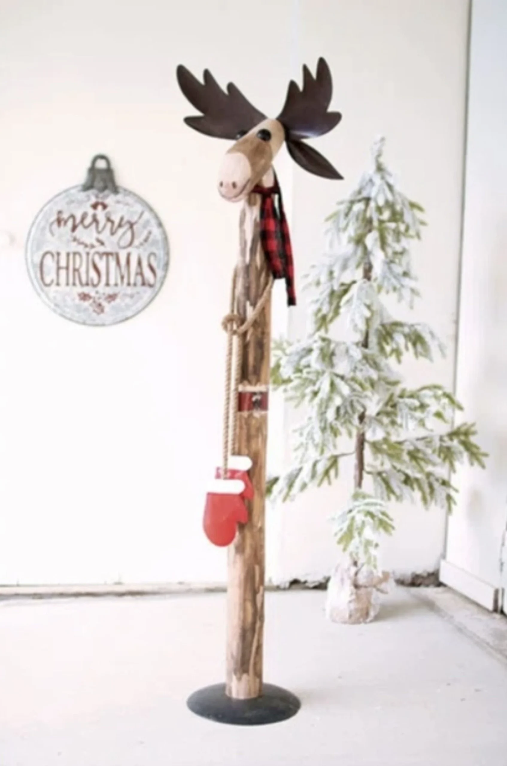 Moose Sculpture Crafted from Reclaimed Wood and Iron
