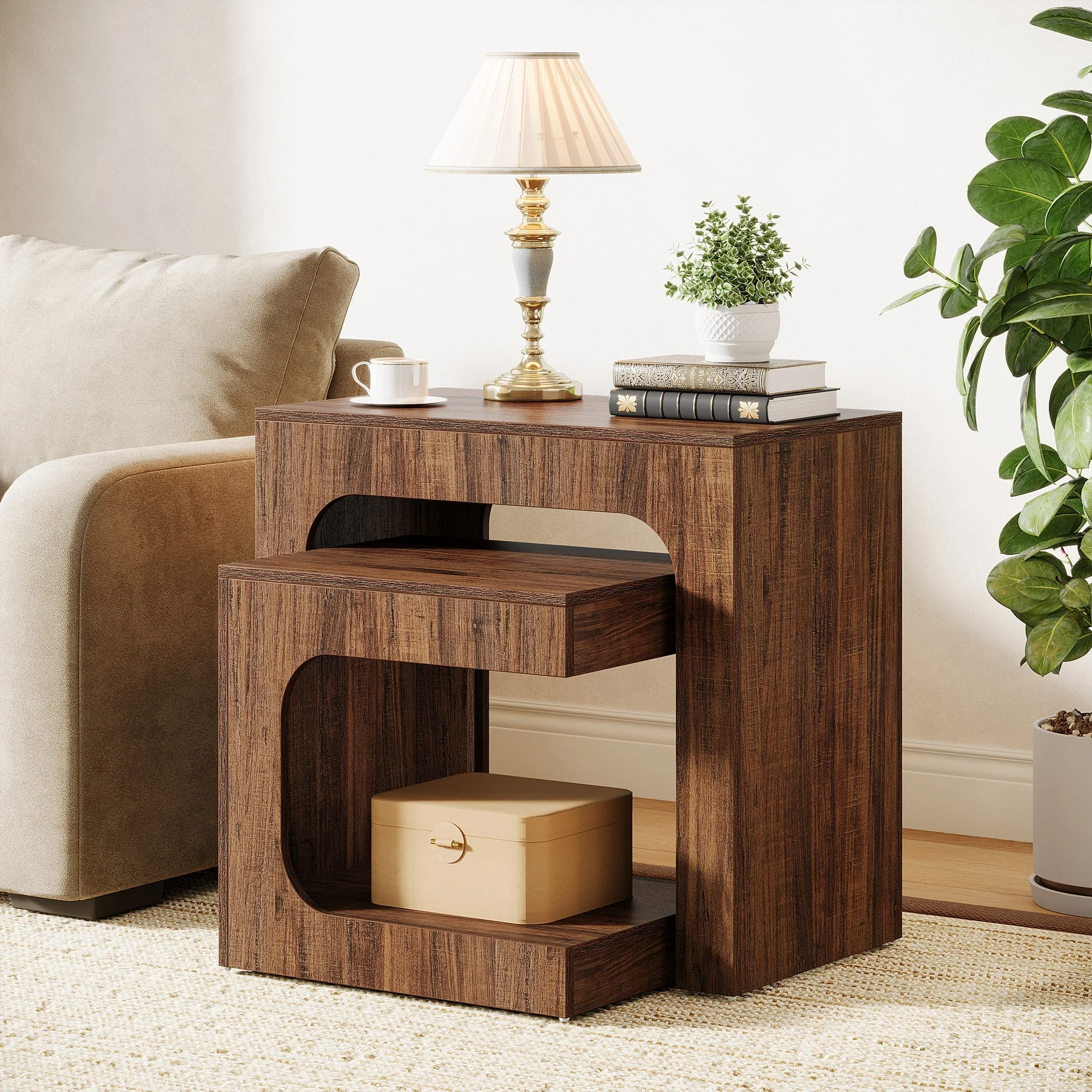 Nesting End Table Set, Small Side Table Night Stand Set