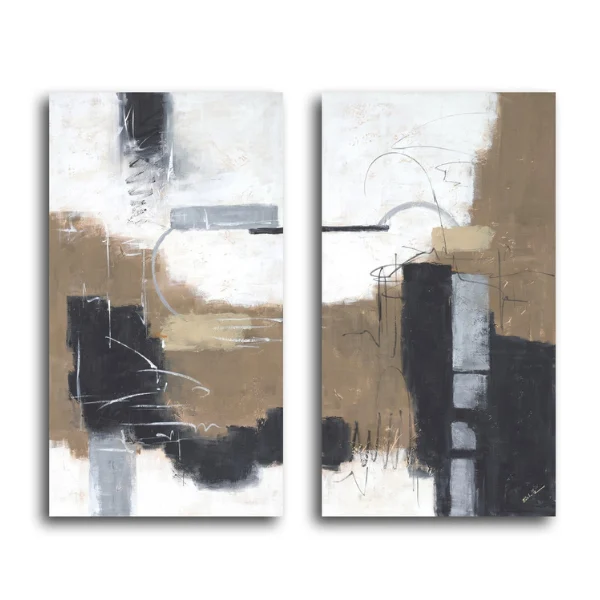 Neutrality Hand-Painted Art Set | 24x40 Gallery Wrap Pair | Elite Maison