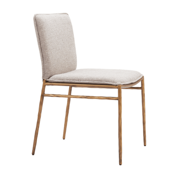 Nordvest Dining Chair Beige & Gold | Modern Forged Steel & Fabric Seating