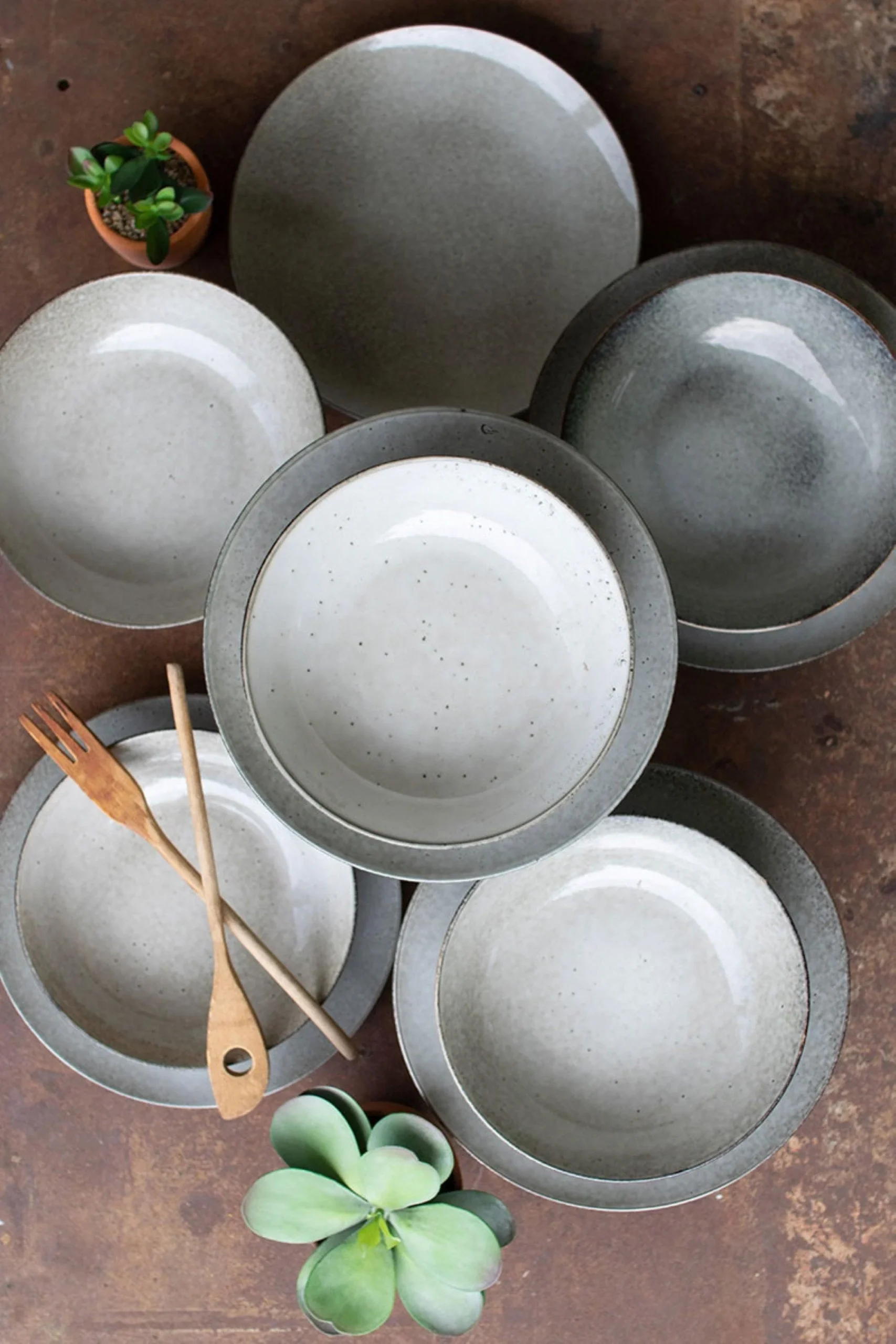 Oatmeal Ceramic Dinner Plates & Bowls- 12 Sets
