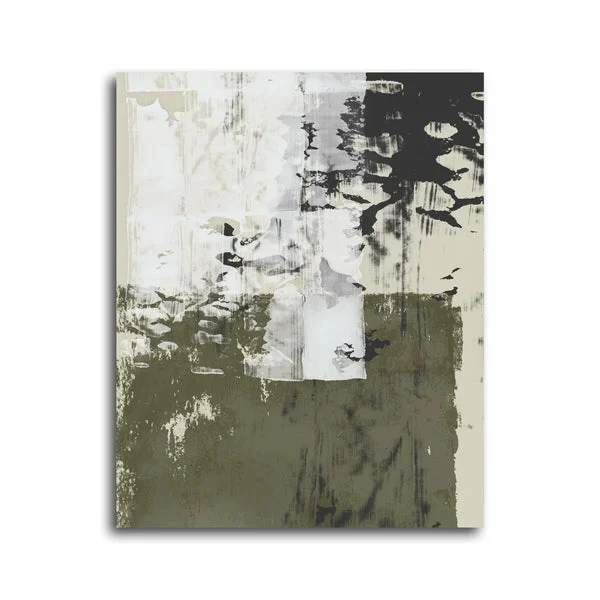 Optica II 40x40" Hand-Painted Art | Olive & Ivory Wrap | Elite Maison